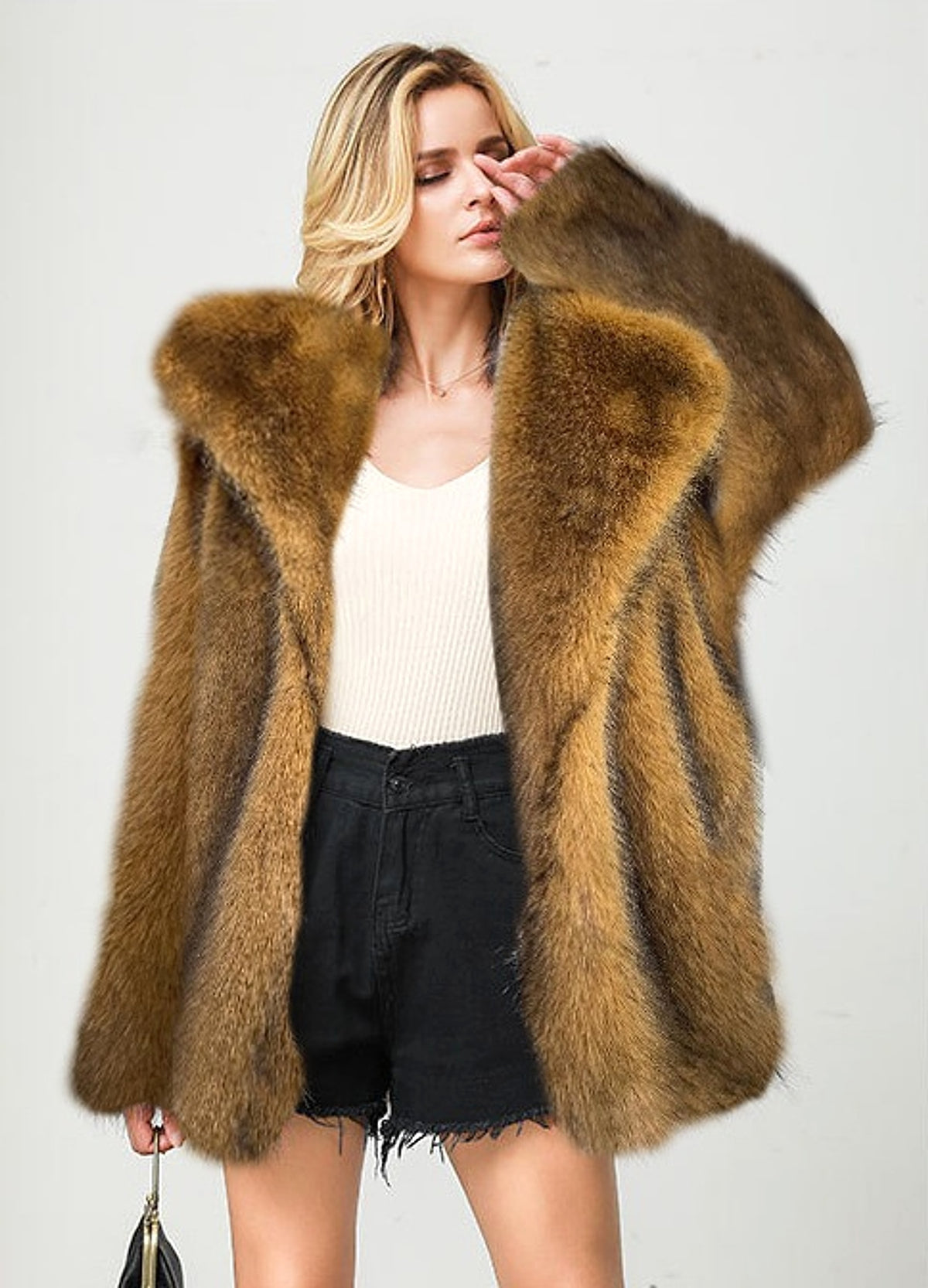 A.1 Fall Winter Fashion Mid-length Coat Set Warm Jacket Women - enhanced image 3