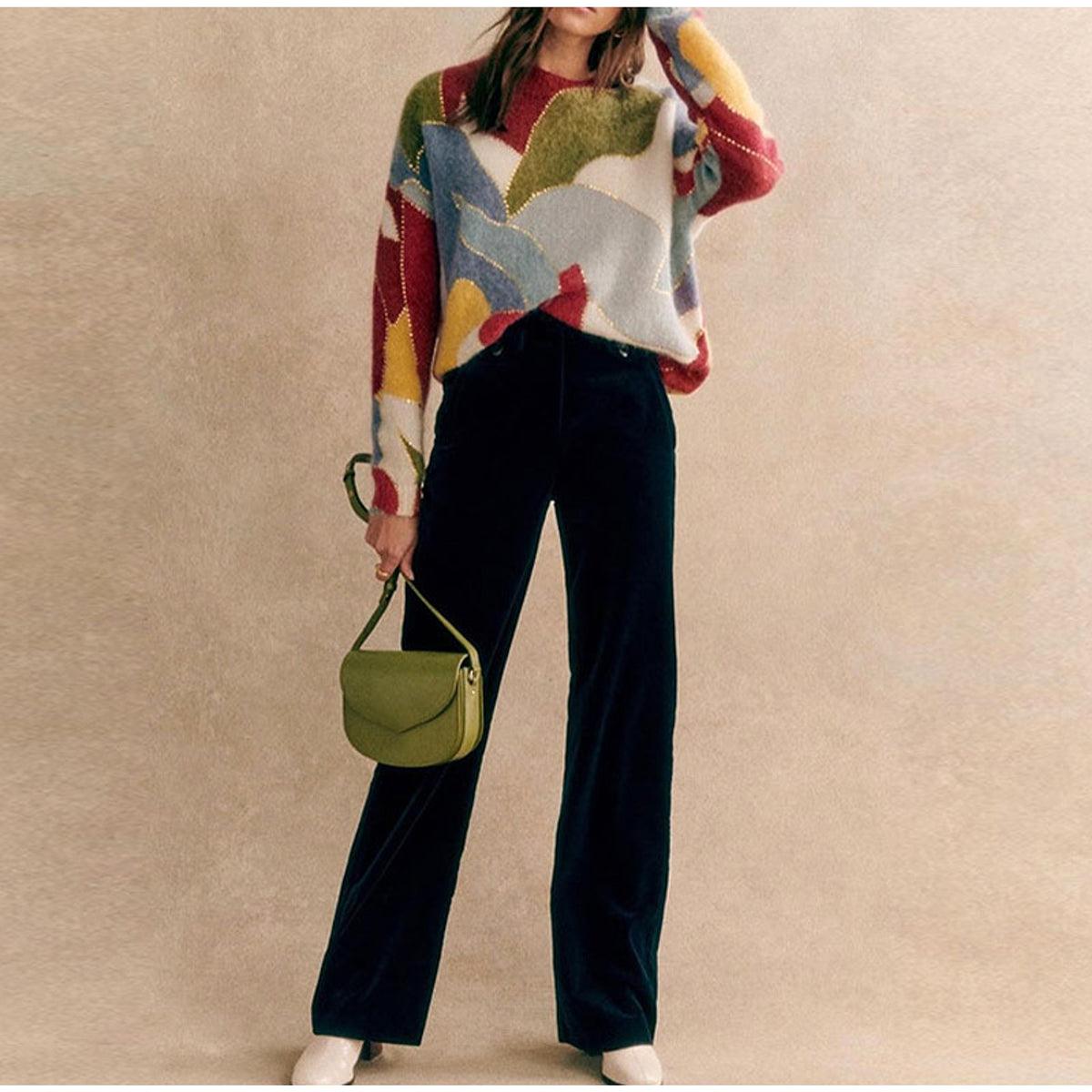 Fashion Elegant Crew Neck Pullover Sweater Women - enhanced image 3