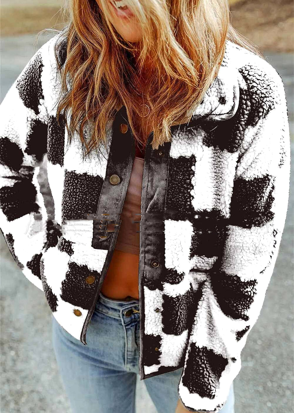 A1. Fashion Personality Women's Plaid Jacket - enhanced image 3