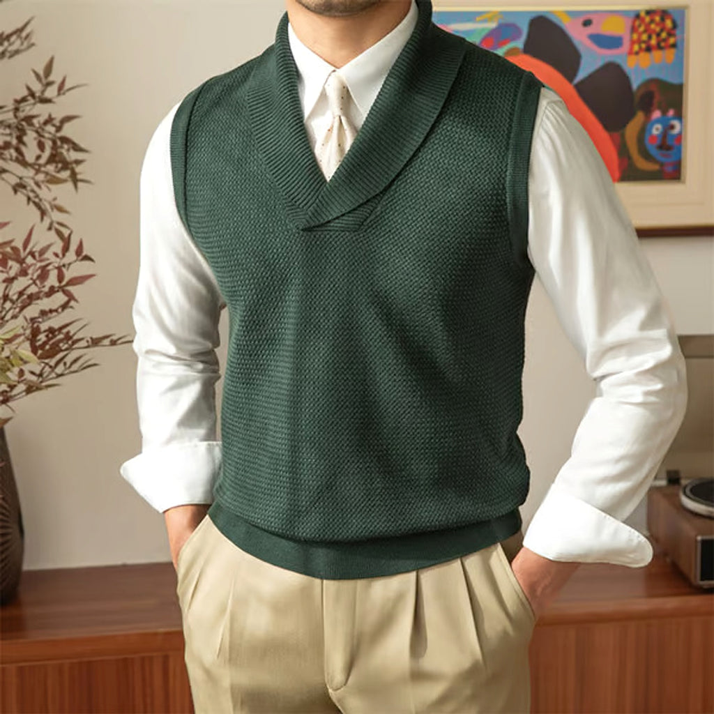 Fashionable Knitted Waistcoat Business Slim Fit Men - enhanced image 3