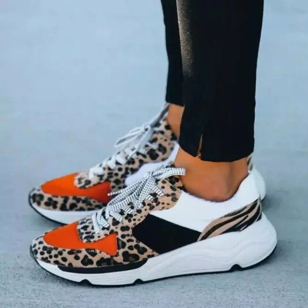 Female Leopard Print Color Matching Casual Sneaker Shoe - enhanced image 3