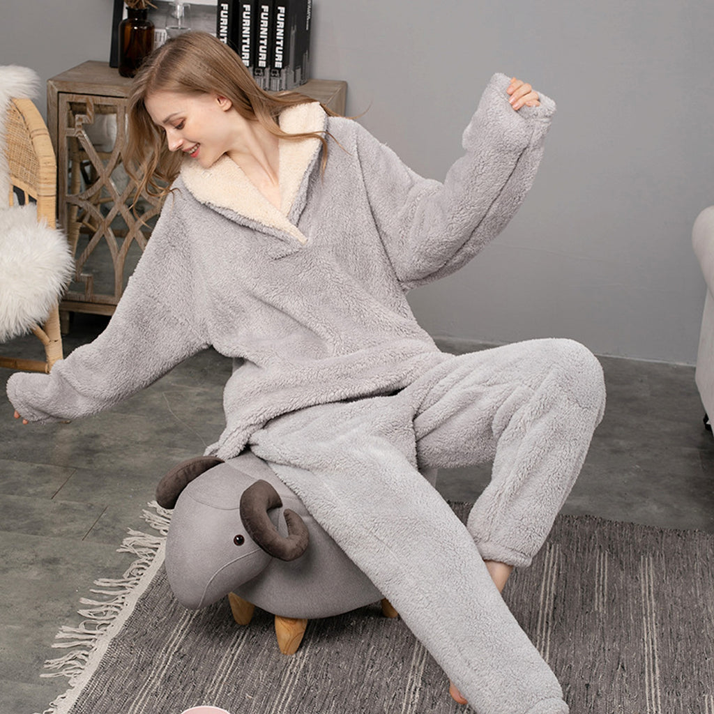 Flannel Pajamas Pajamas Set Thickening Couples Home Service - enhanced image 3