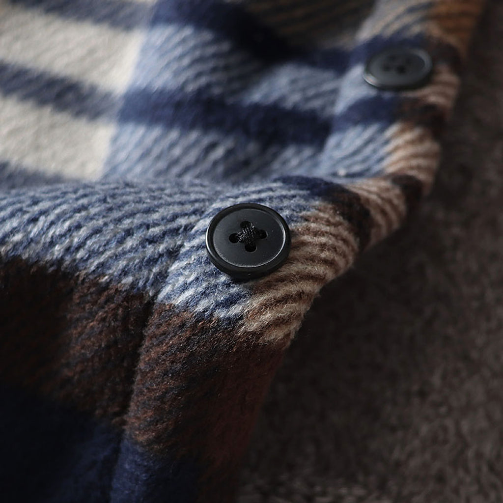 Flannel Plaid Warm Leisure Lapel Long Sleeve DressShirt - enhanced image 3