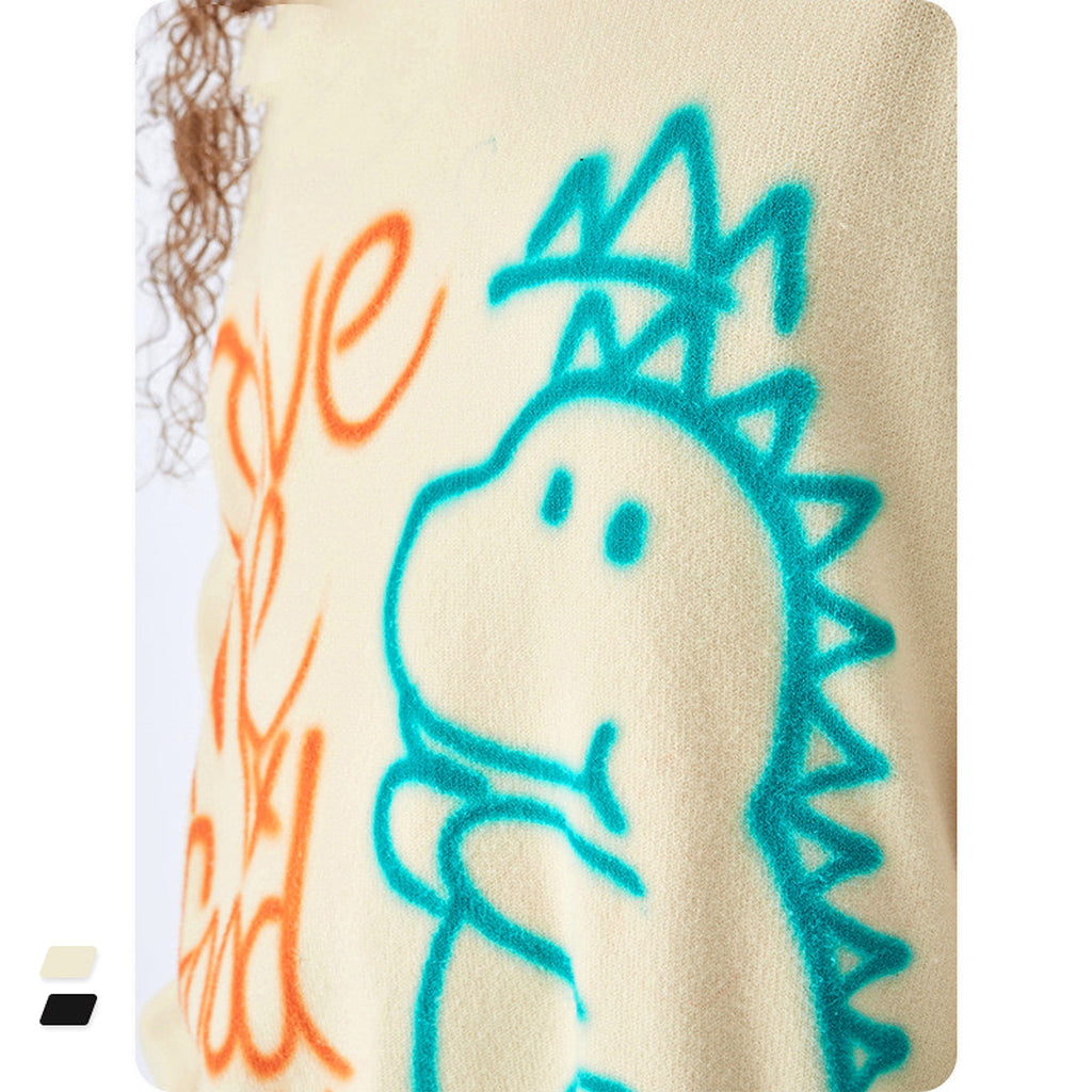Graffiti Printed Loose Warm Sweater Women - enhanced image 3