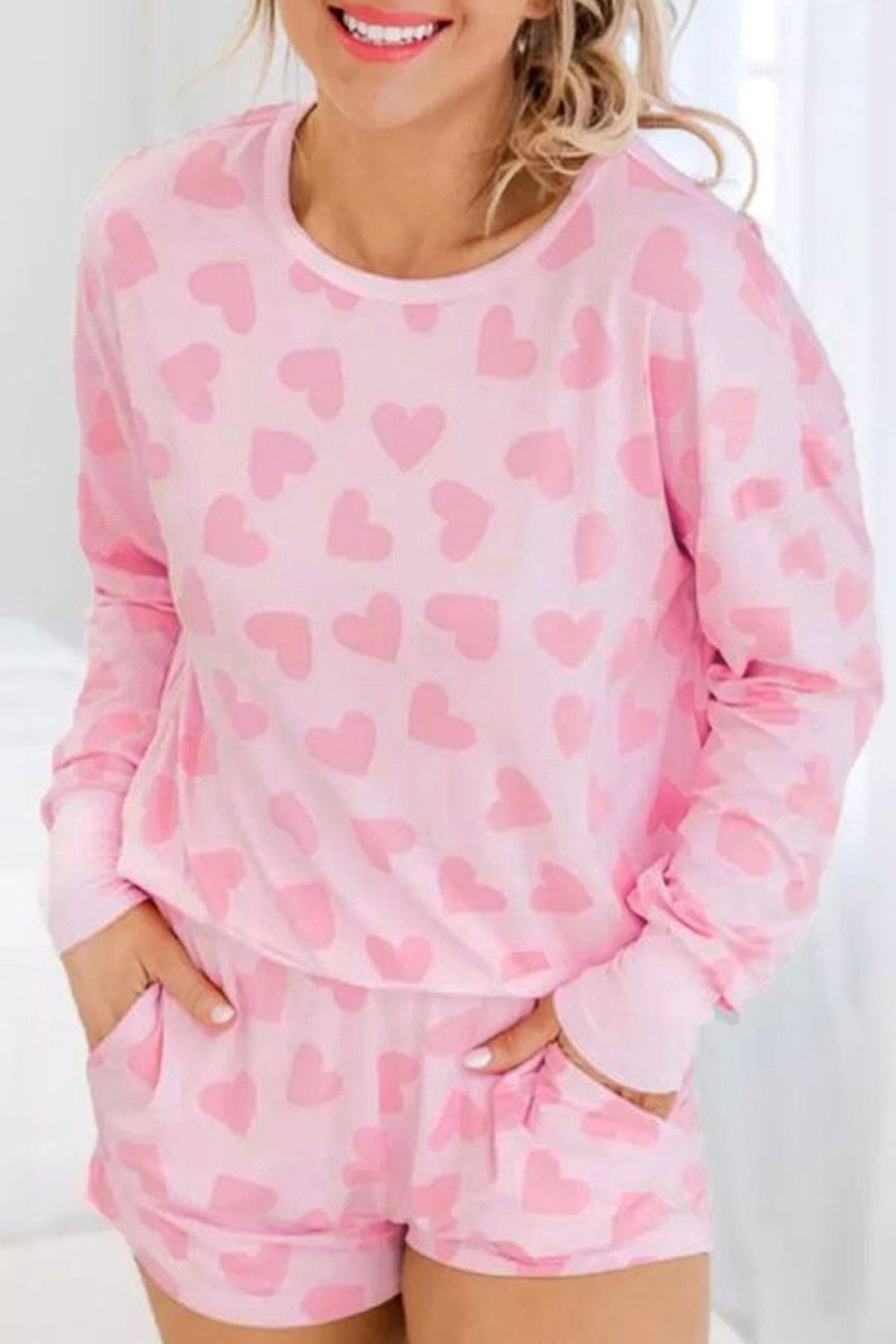 Heart Shape Printed Home Two-piece Women's Clothing Pajama - enhanced image 3