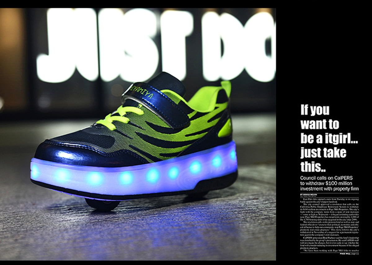 Heelys LED Luminous Rechargeable Lightweight Roller Shoes Two-wheeled Boys And Girls Light Shoes Wheel Shoes - enhanced image 3