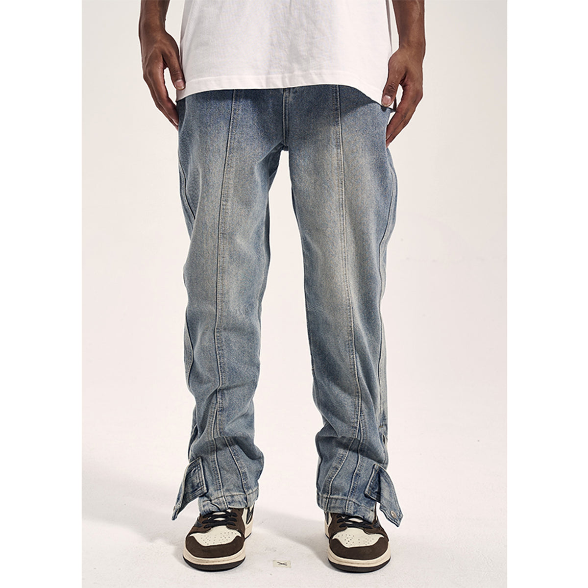 High Street Distressed 3D Cut Jeans With Side Zipper Men - enhanced image 3