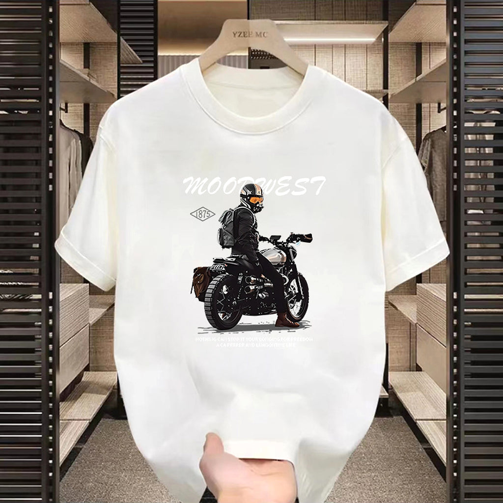 High Street Motorcycle Printed Short-sleeved T-shirt Men - enhanced image 3