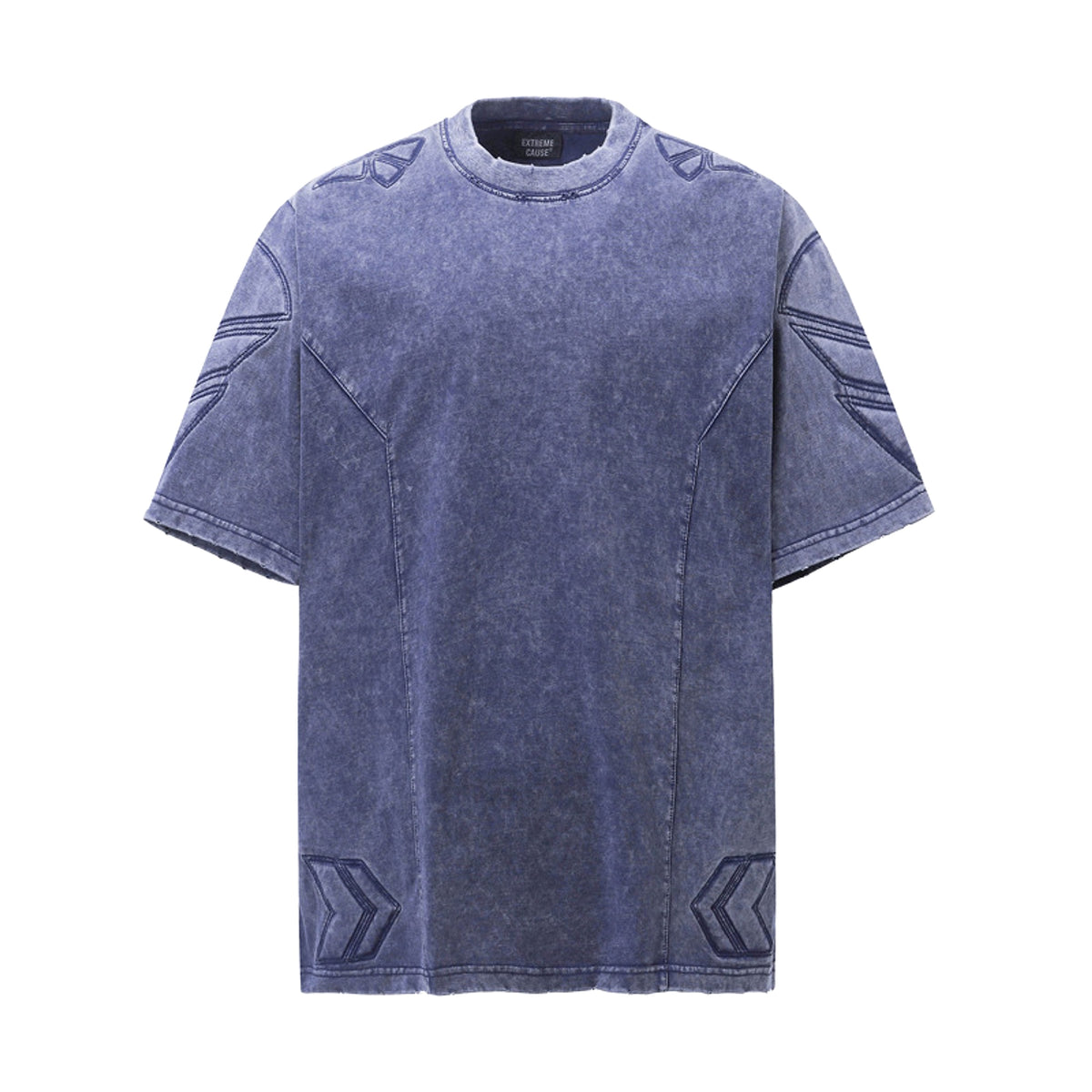 High Street Retro Washed Distressed Deconstruction Stitching Short Sleeve - enhanced image 3