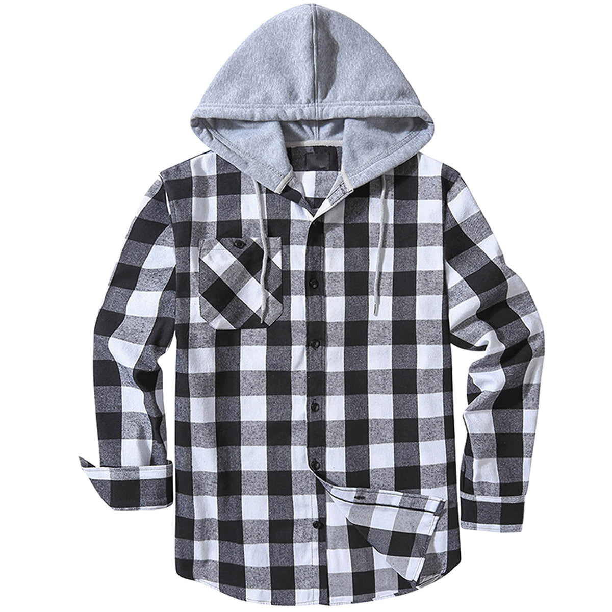 Hooded Plaid Shirt Men's Casual - enhanced image 3