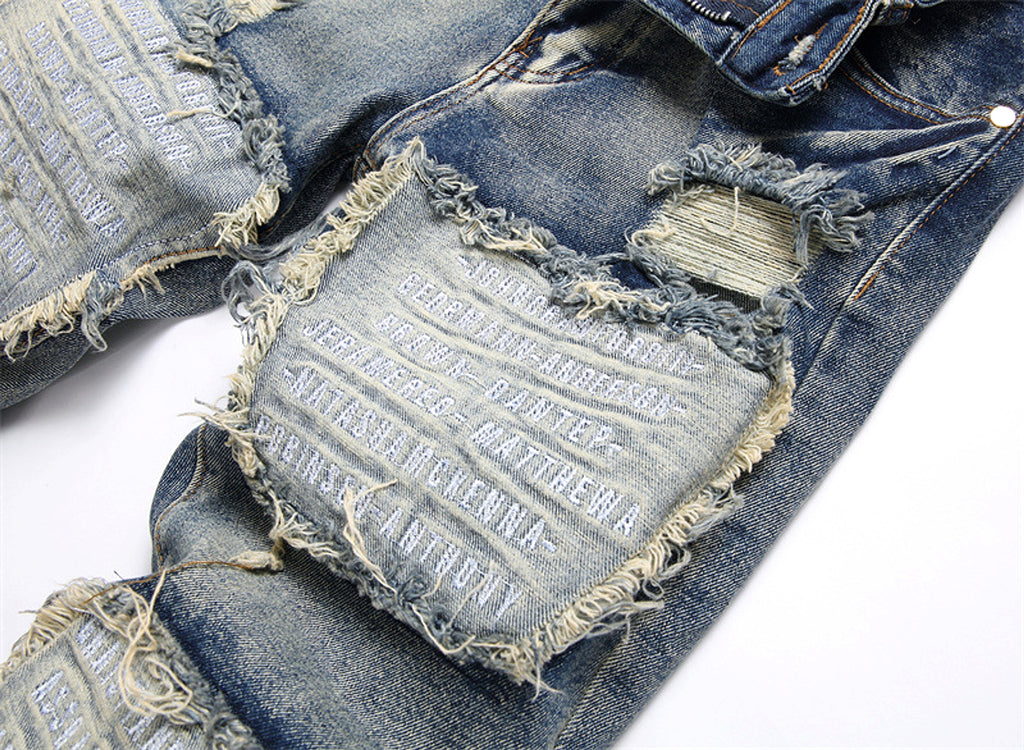 RawEdge™ – Distressed Patchwork Slim Jeans - enhanced image 3