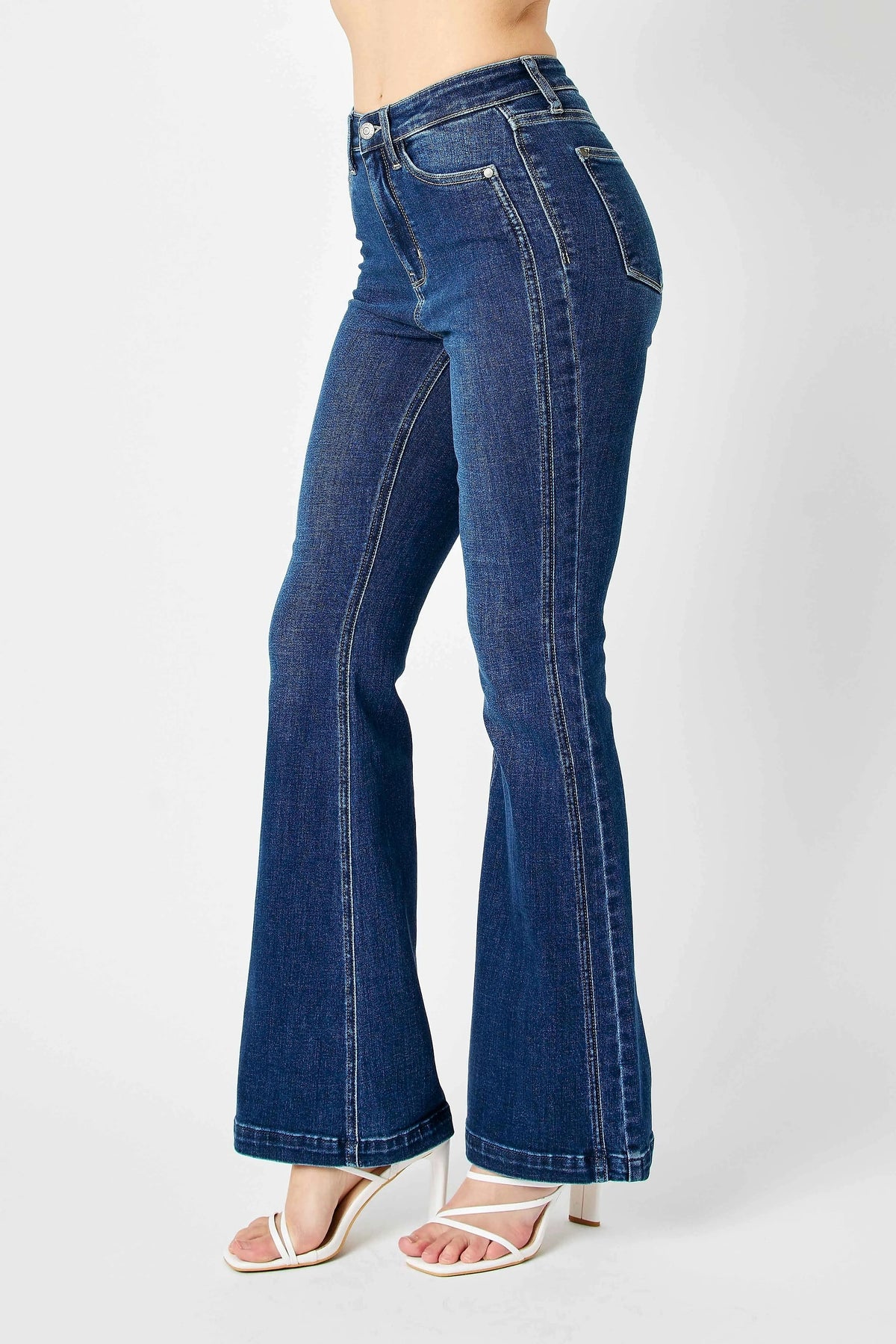 Judy Blue Full Size Hw Angled Side Seam Detail Flare Jeans Plus Size - enhanced image 3