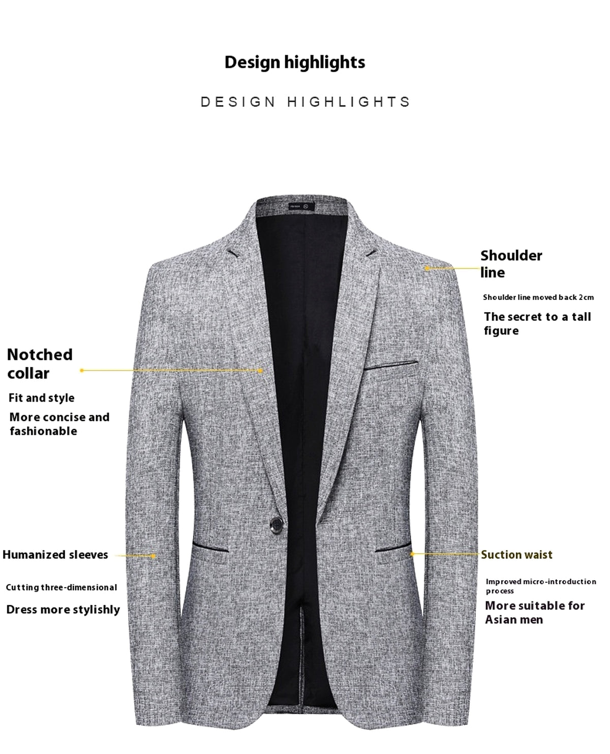 Korean-style Slim-fit Single Row One Button Small Business Suit Coat - enhanced image 3