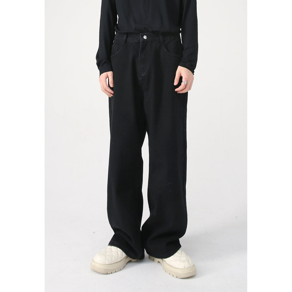 Korean Version Loose Elastic Waist Straight Casual Jeans For Men - enhanced image 3