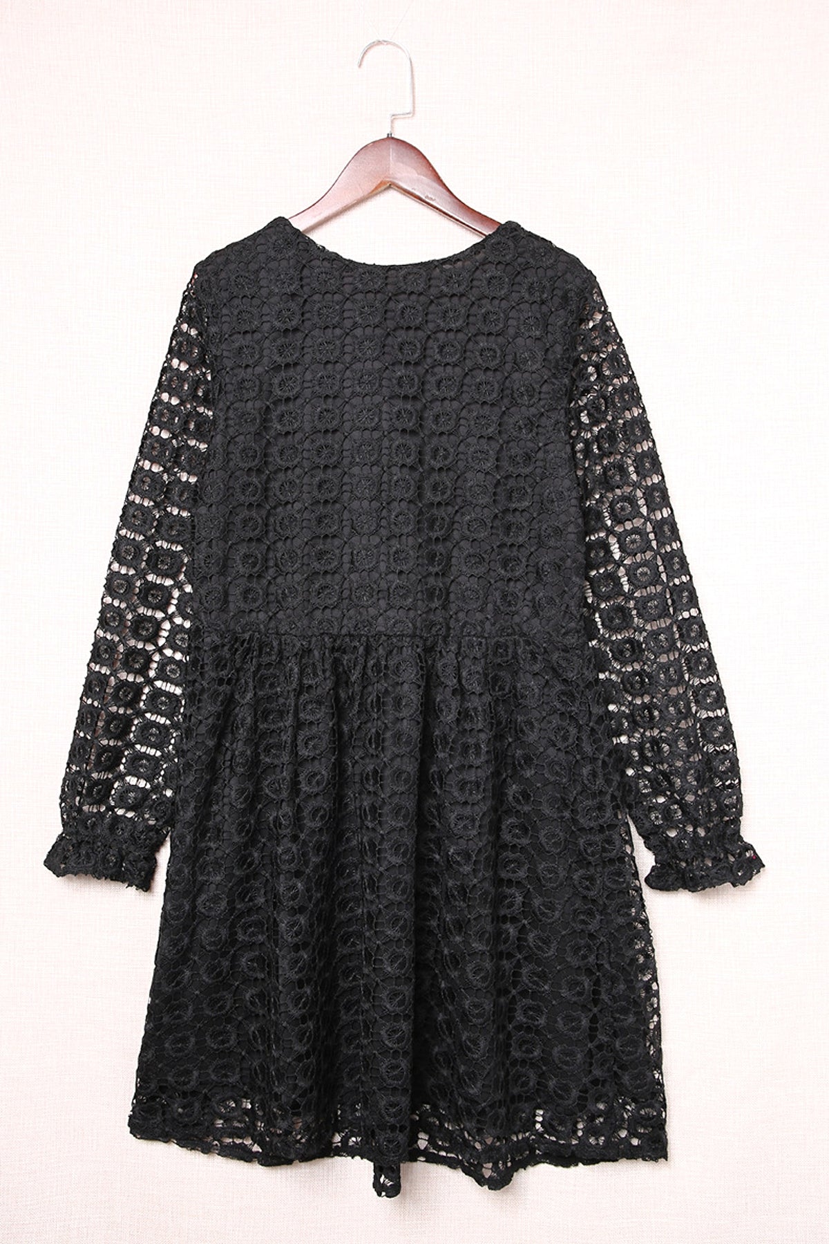 A. Lace Stitching Long Sleeve Dress Women - enhanced image 3