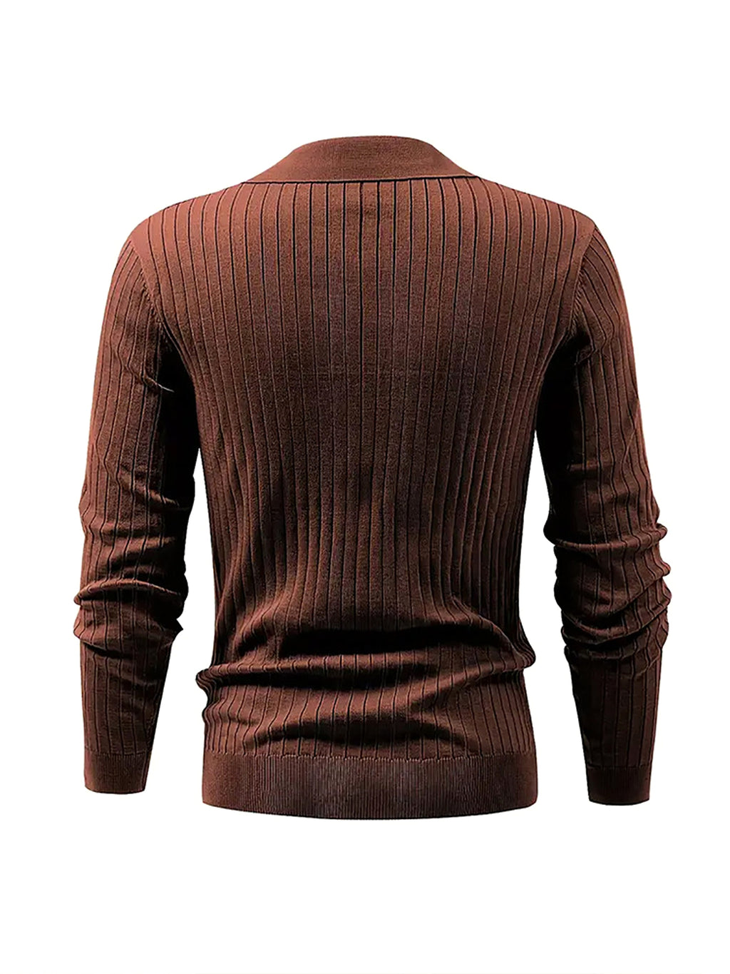 Lapel Texture Stretch Slim Knit Polo T-Shirt Men - enhanced image 3