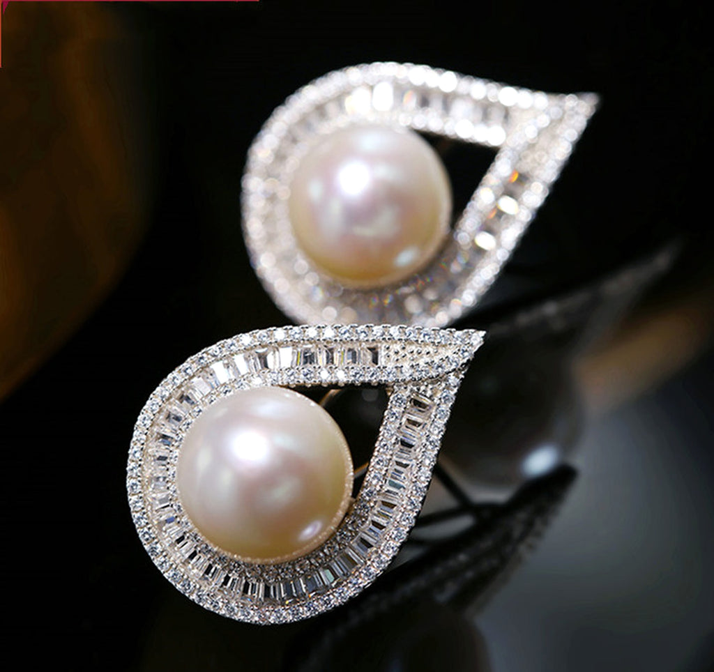 Large Grain Freshwater Pearl Stud Earrings - enhanced image 3
