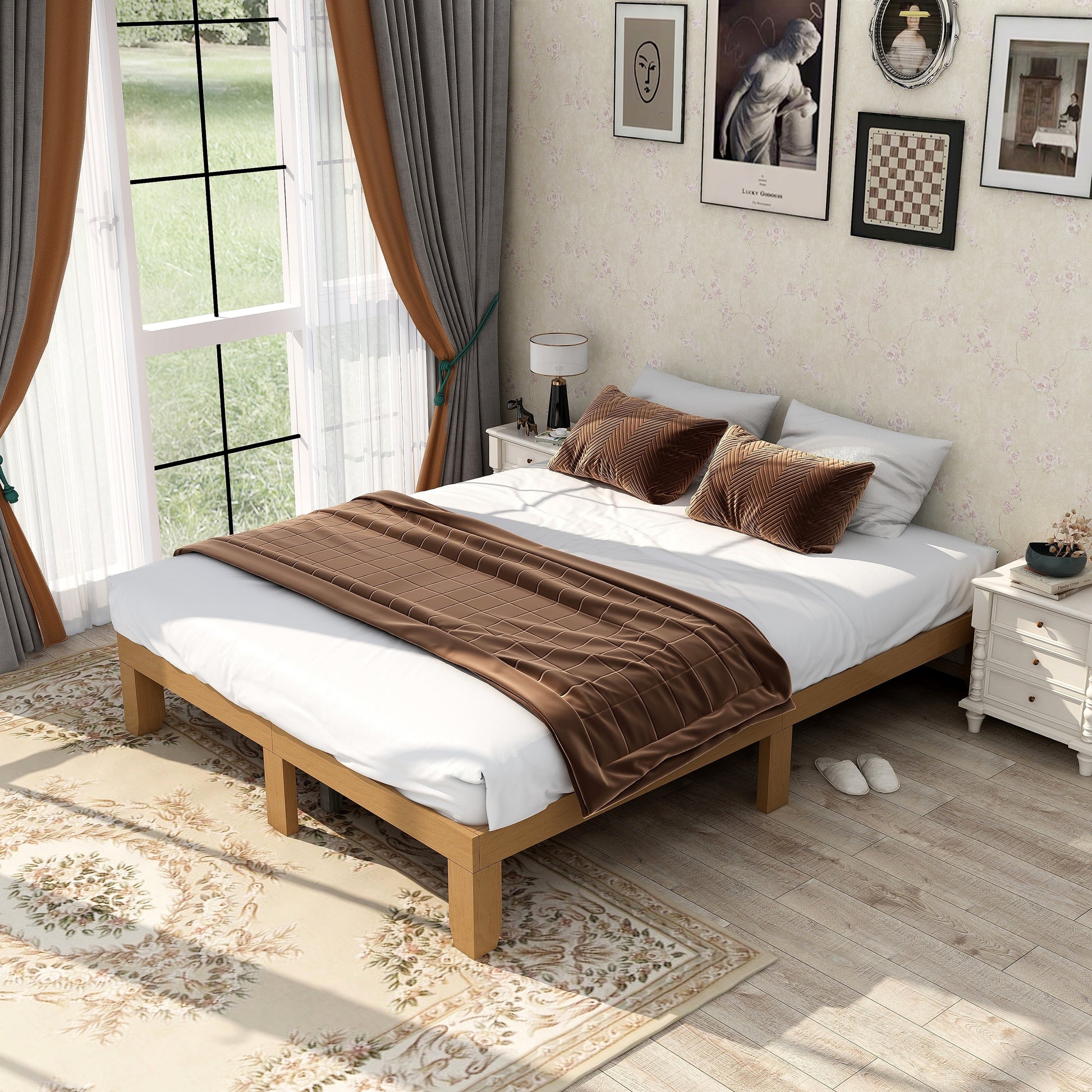LuneluX_Home – Queen Size Solid Wood Platform Bed Frame - enhanced image 3