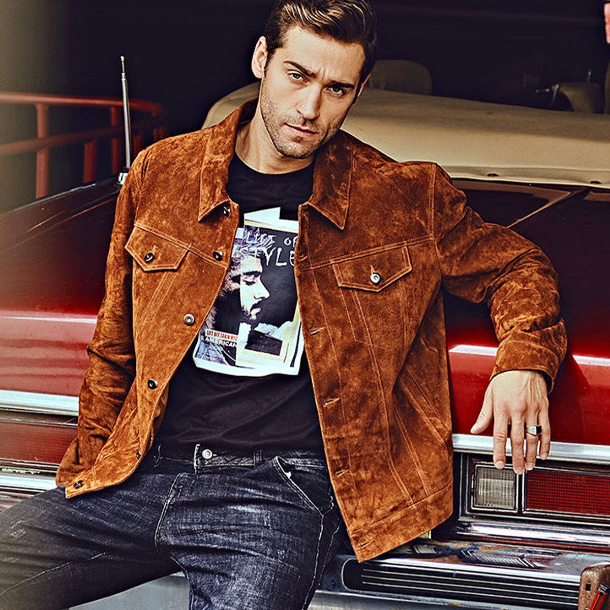 Leather Biker Jacket For Men American - enhanced image 3