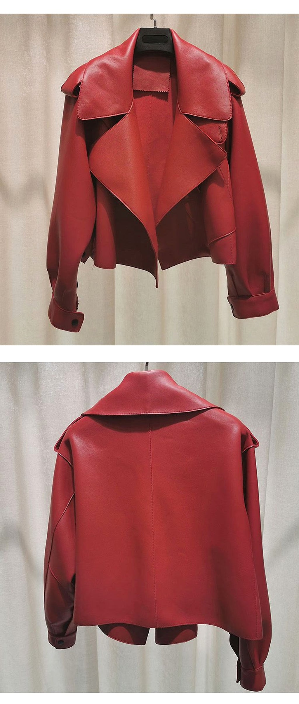 Leather Jacket Women New Outerwear Large Retro - enhanced image 3