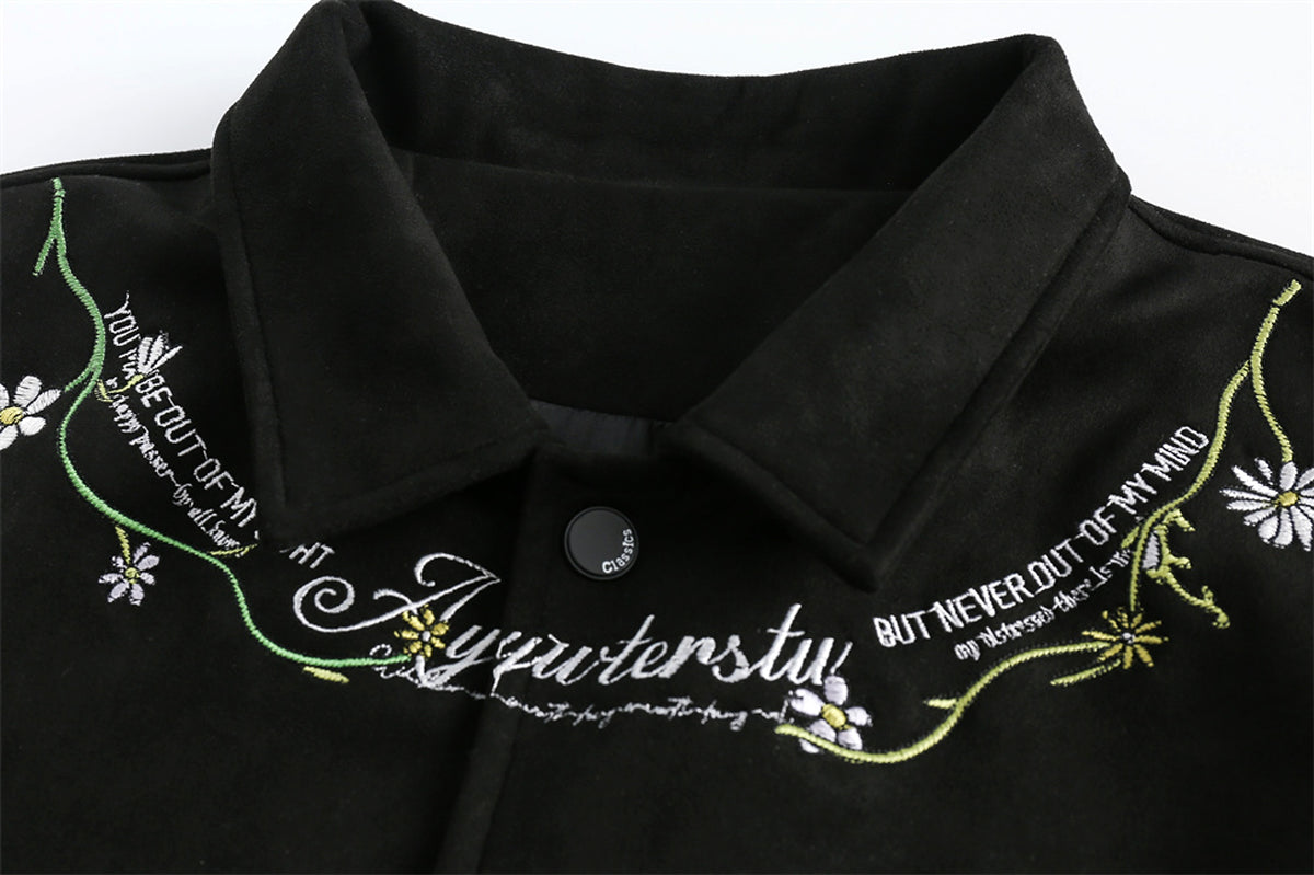 Letter Floral Embroidered Jacket For Men - enhanced image 3