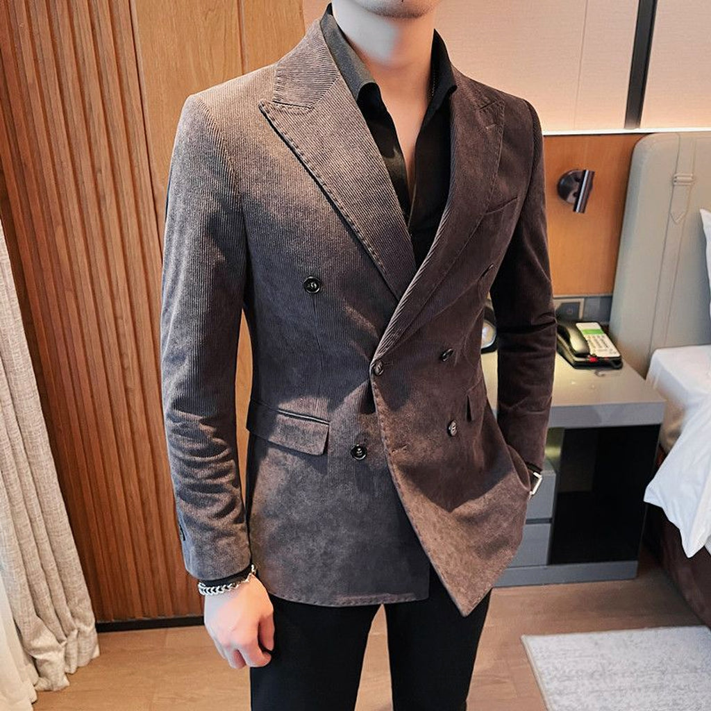 Light Luxury Corduroy Suit Jacket Autumn And Winter Double Breasted Casual - enhanced image 3