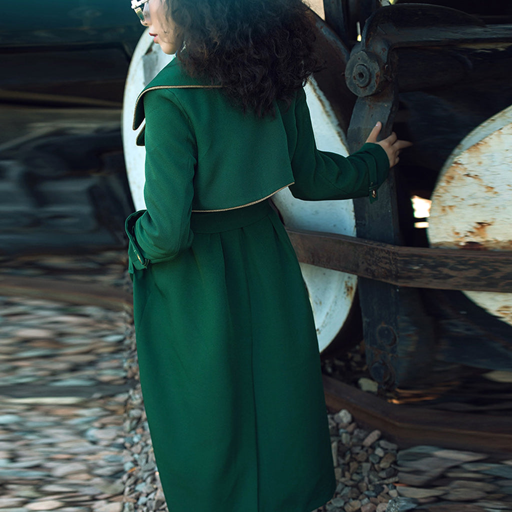 Long Coat Temperament British Style Double Breasted - enhanced image 3