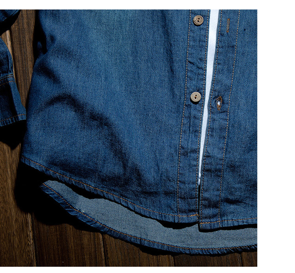 Long Sleeve Denim DressShirt Jacket Slim Style Men's Thin - enhanced image 3