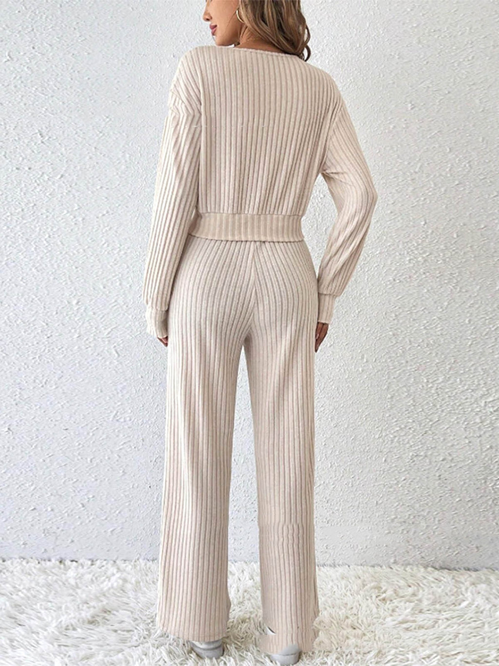 Long Sleeve Short Top Two-piece Set - enhanced image 3