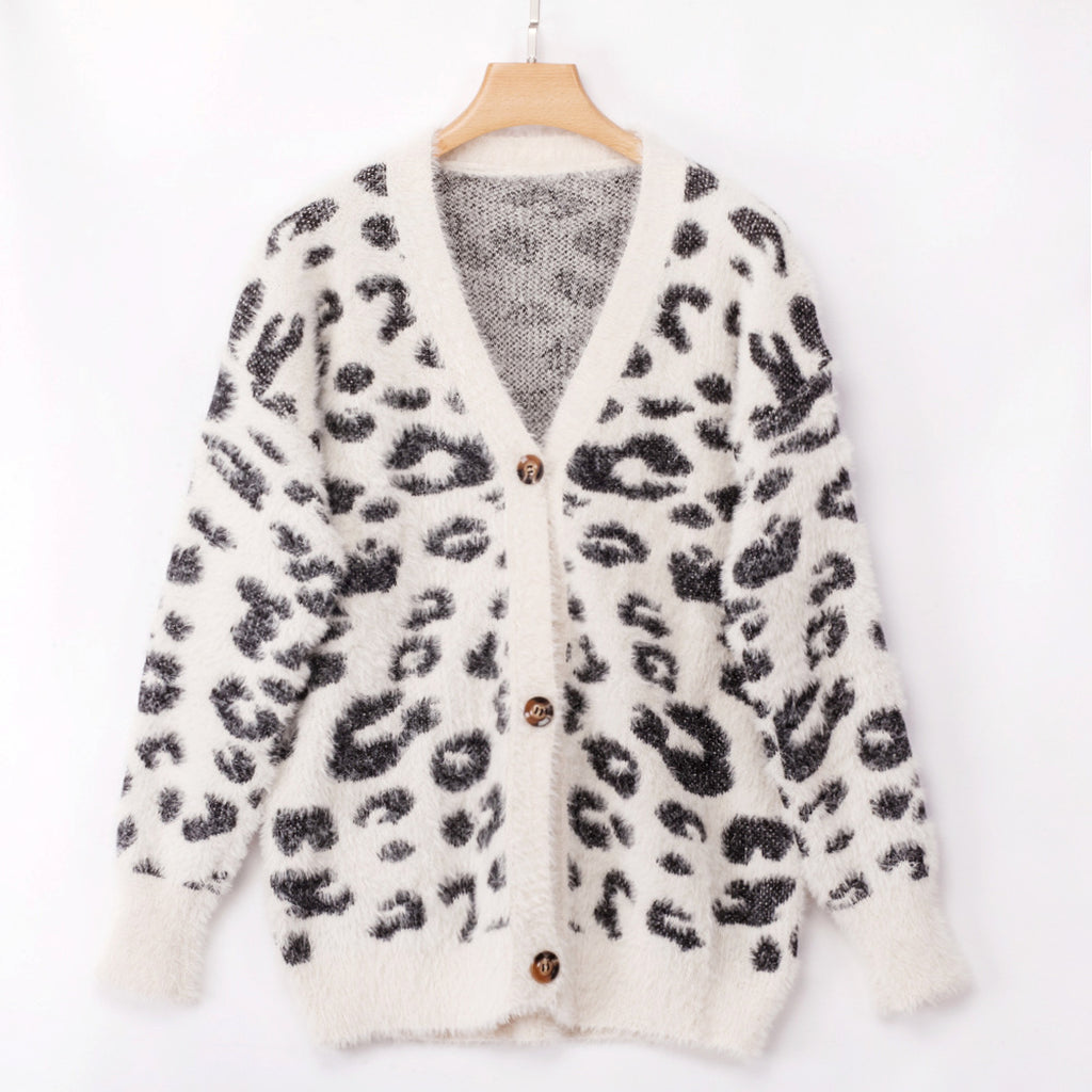 UrbanFur™ – Long Sleeve Leopard Knit Cardigan - enhanced image 3