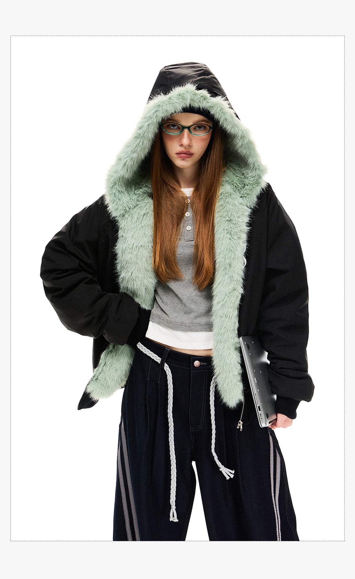 Loose Fleece-lined Warm Parka Cotton Jacket Top Coat For Women - enhanced image 3