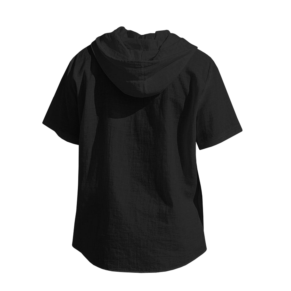 Loose Hooded Short-sleeved Shirt For Men - enhanced image 3