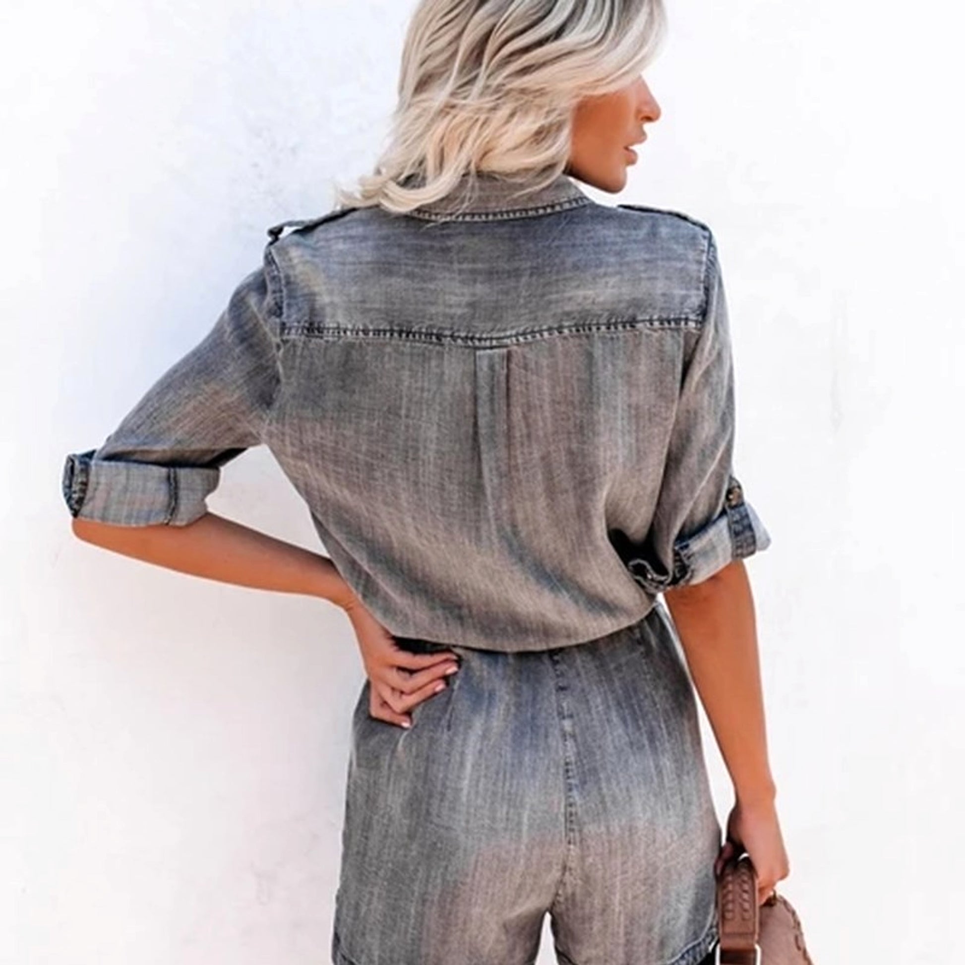 Loose Shirt Long-sleeved Jumpsuit - enhanced image 3