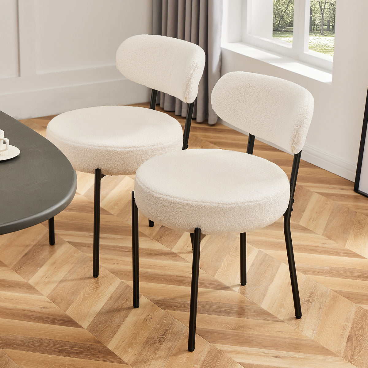 LuneluX_Home – Set of 2 Bouclé Dining Chairs | Nordic Edition - enhanced image 3