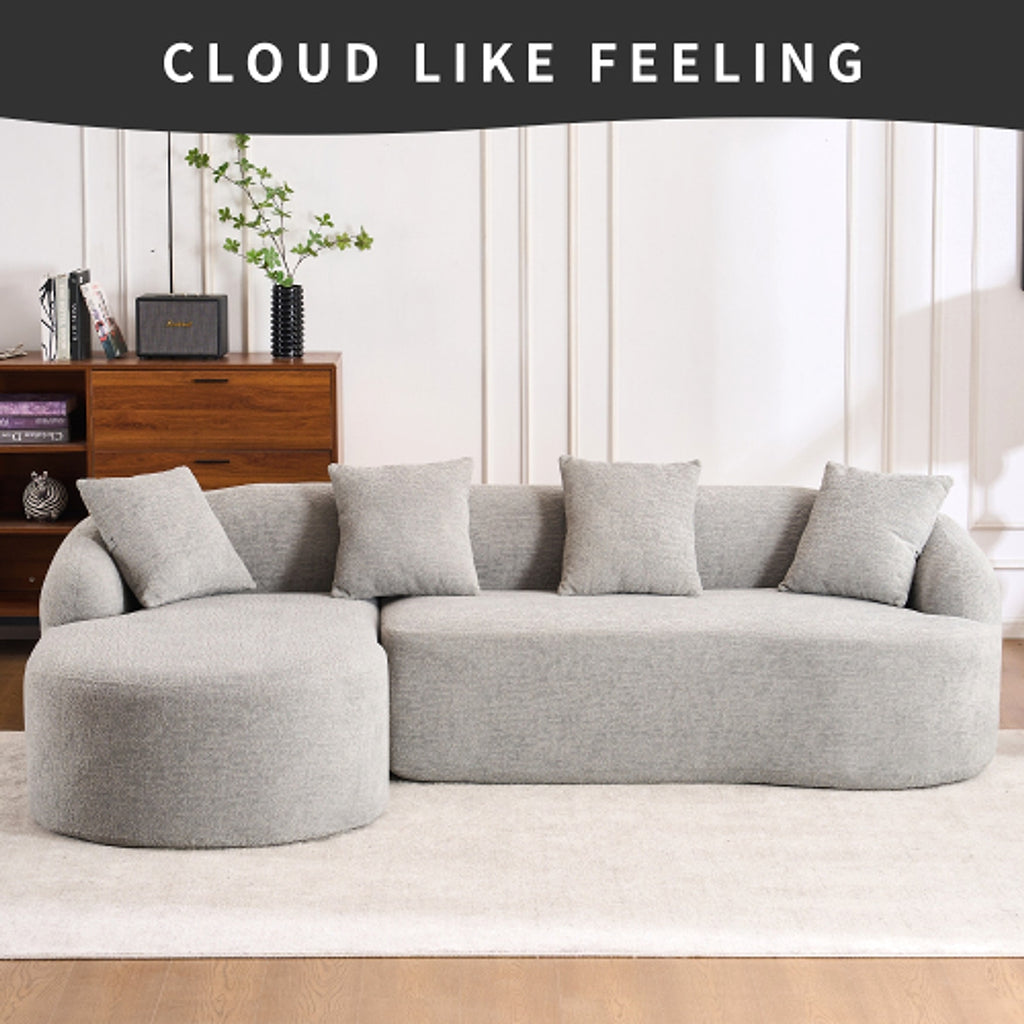 LuxeForm™ – Grey Compression Sofa with Chaise Lounge & 4 Pillows (US Warehouse) - enhanced image 3