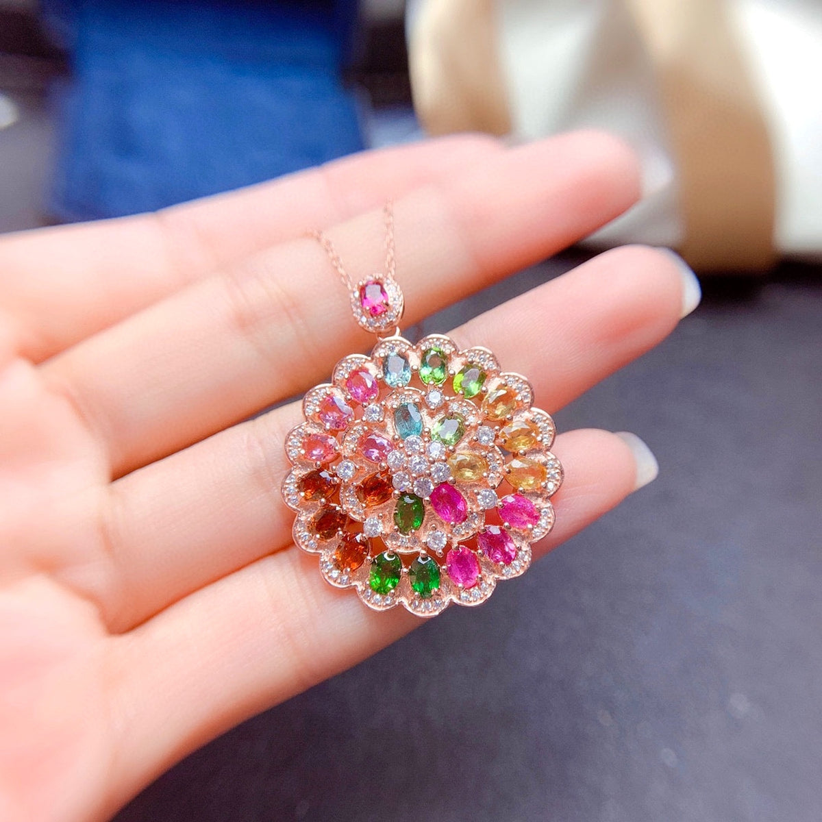 LuxeJewels™ – CandyBloom Tourmaline Pendant Necklace - enhanced image 3
