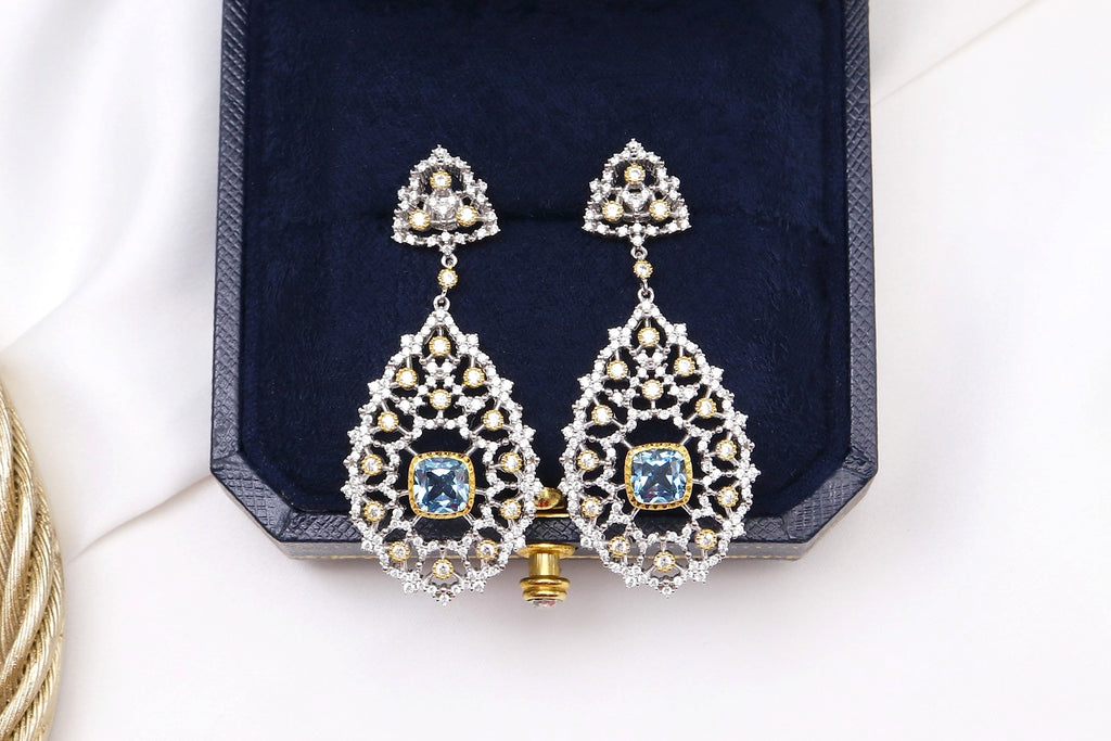 Luxury Custom 925 Silver Blue Luxury Earrings - enhanced image 3