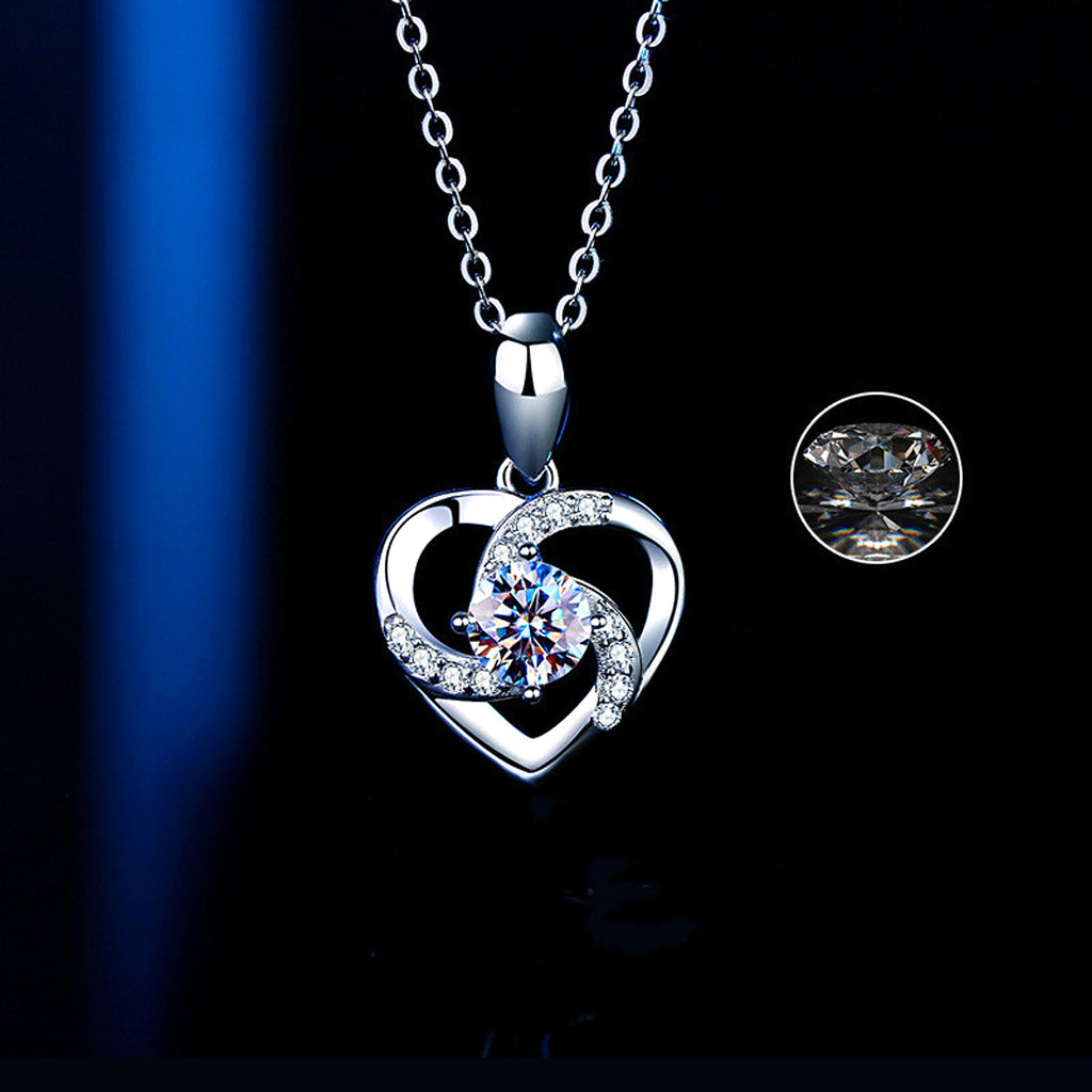 LuxeHeart™ – 18K Moissanite Platinum Heart Necklace - enhanced image 3