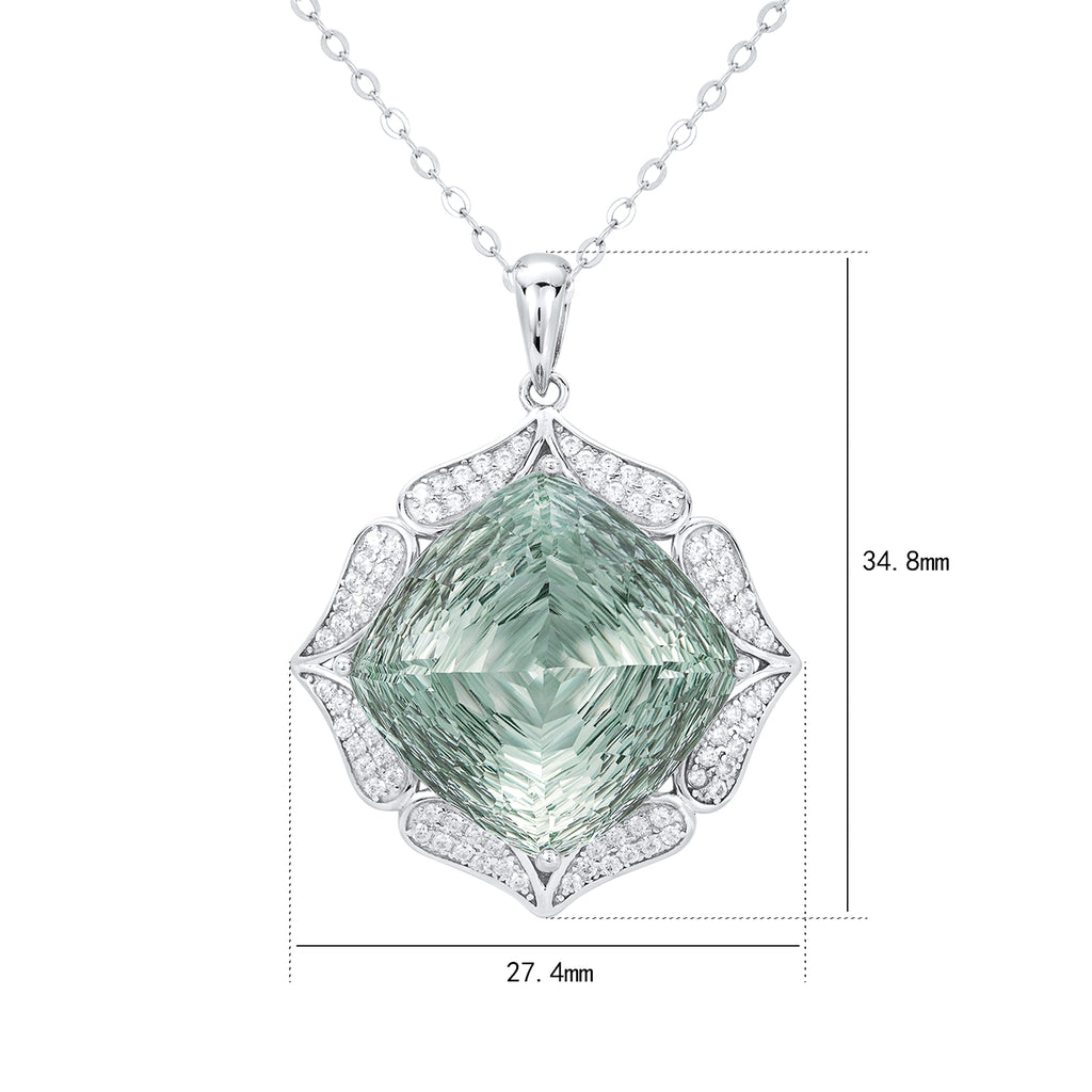 Luxury Sweater Chain Femininity S925 Silver Set Large Natural Green Crystal Pendant High-grade Jewelry - enhanced image 3