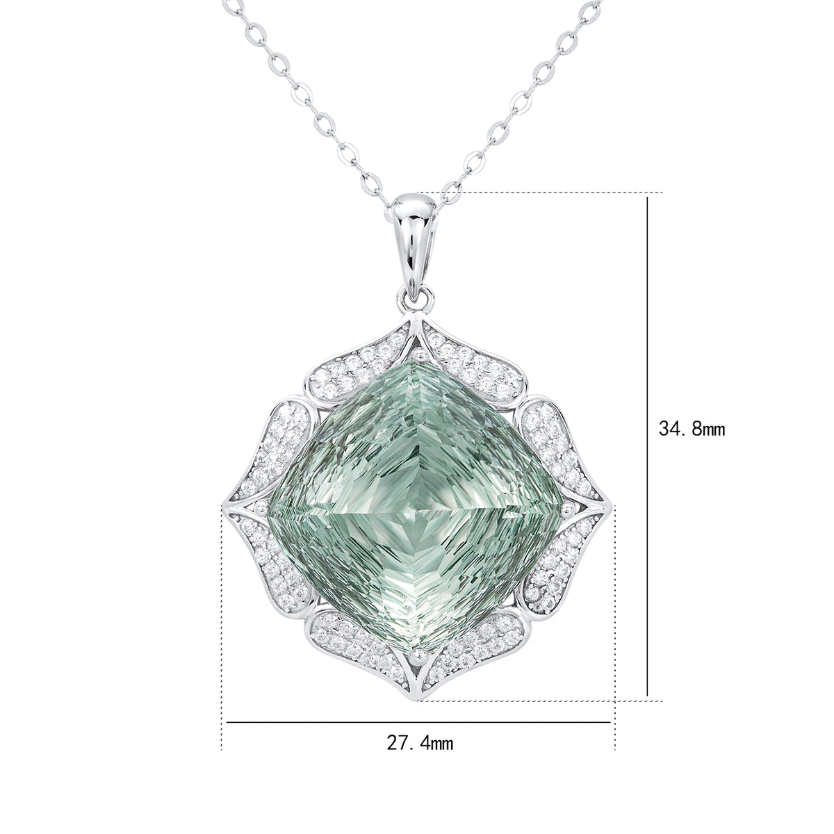 Luxury Sweater Chain Femininity S925 Silver Set Large Natural Green Crystal Pendant High-grade Jewelry - enhanced image 3