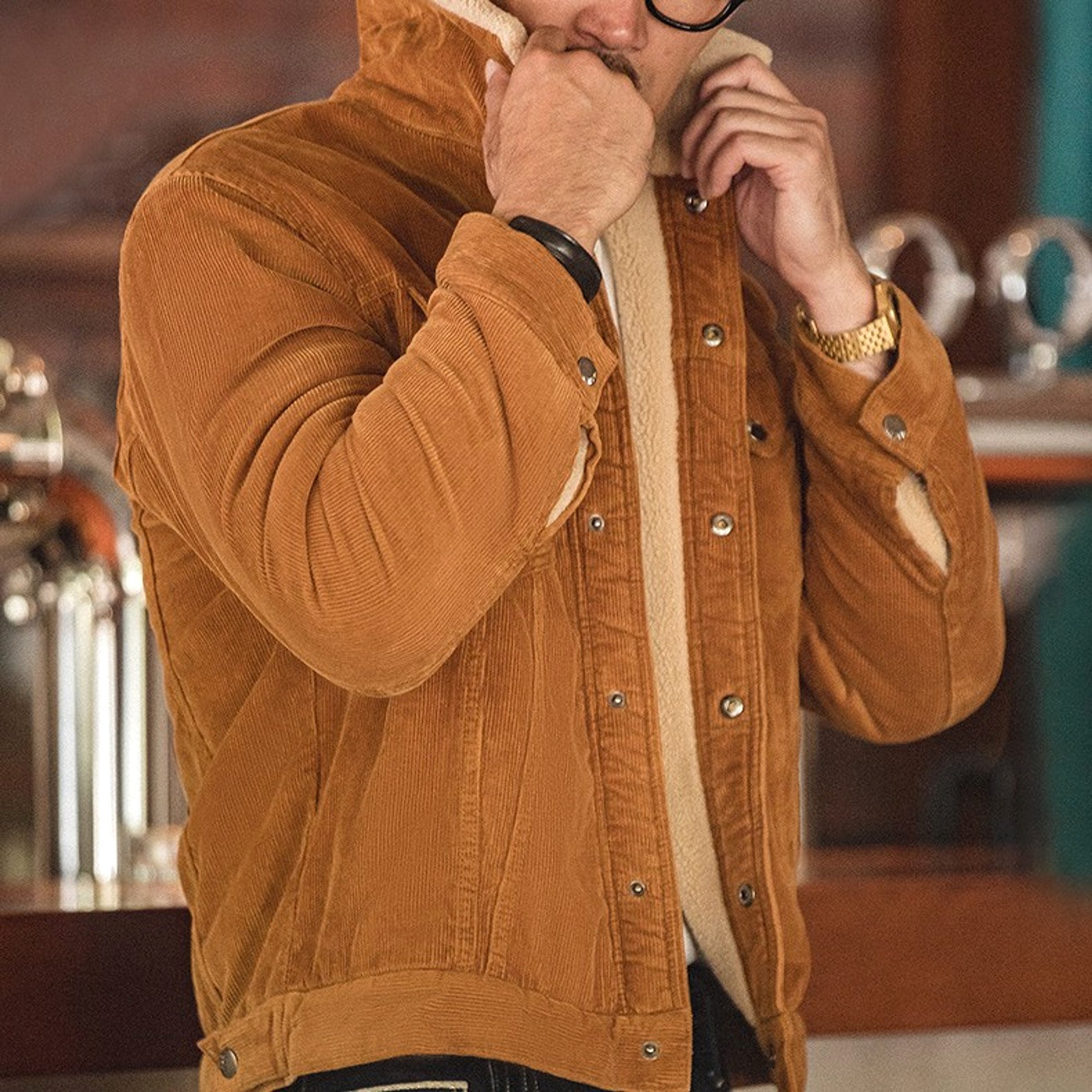Men Retro Corduroy Lapel Jacket - enhanced image 3