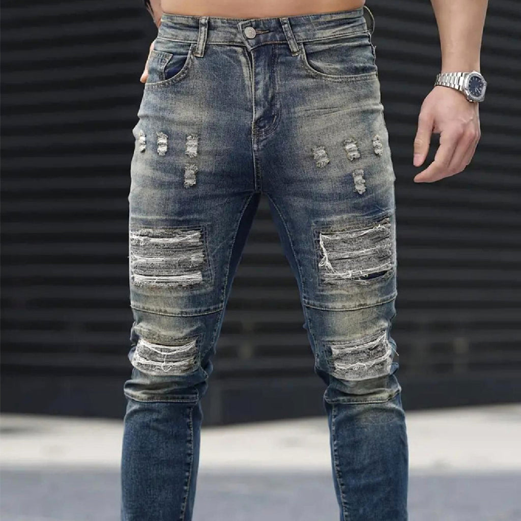Men’s Ripped Stretch Jeans – Navy High Street | Urban Cool 25 Edition - enhanced image 3