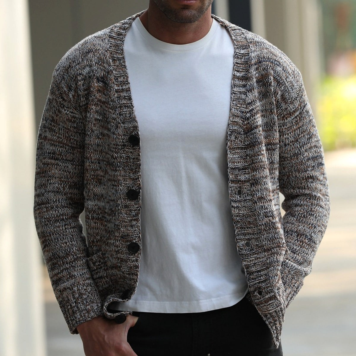 Men's Autumn And Winter Thin Mixed Wool Sweater - enhanced image 3