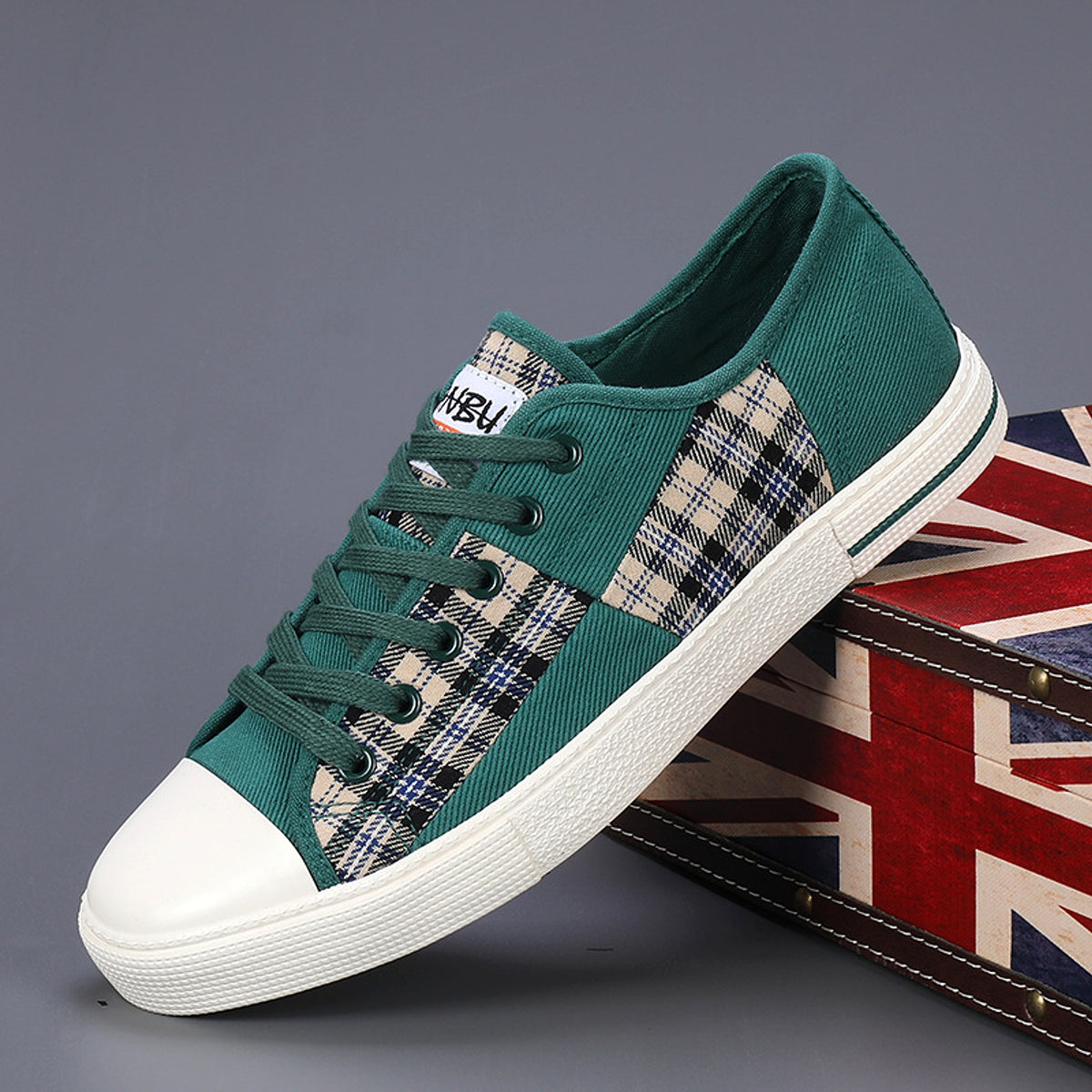 Men's Canvas Lightweight Height Increasing Stitching Casual Low Top Sneakers Shoes - enhanced image 3