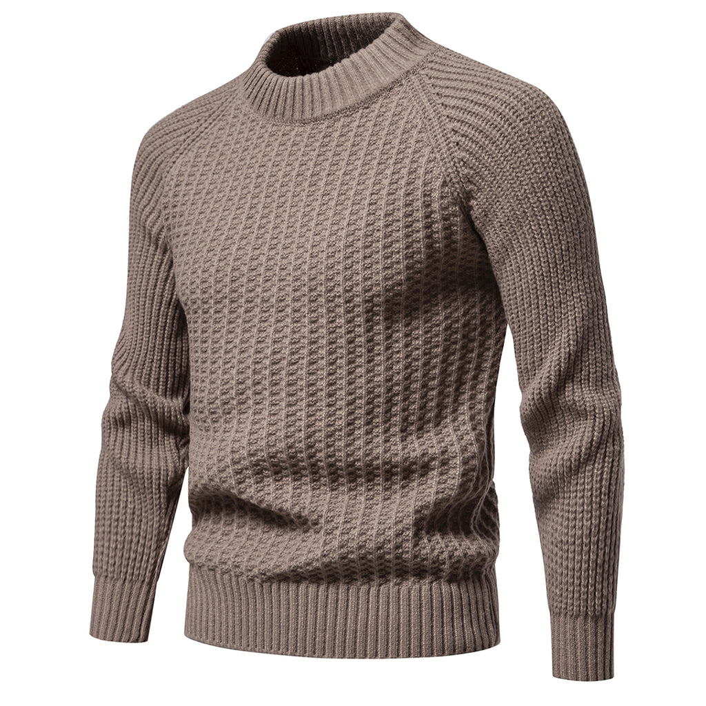 Men's Casual Loose Solid Color Round Neck Sweater - enhanced image 3