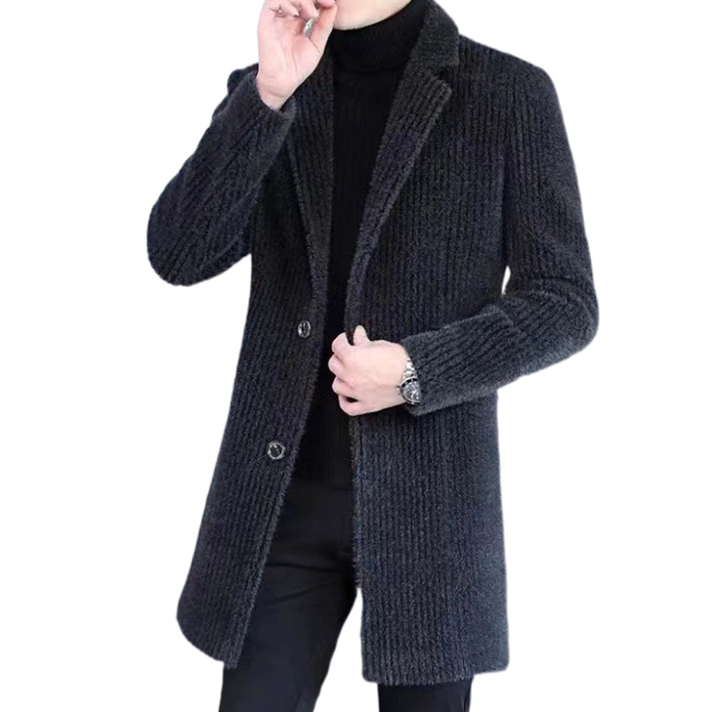 A Men's Duster Mid-length Slim-fit Woolen Coat - enhanced image 3