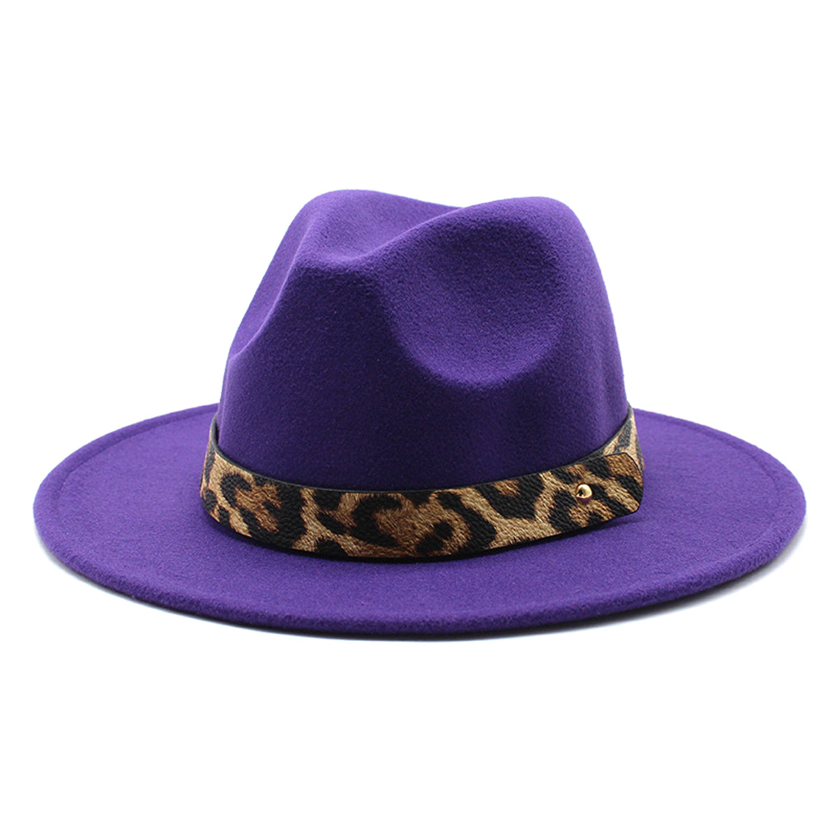 Men's Fashion Leopard Print Woolen Big Brim Top Hat - enhanced image 3