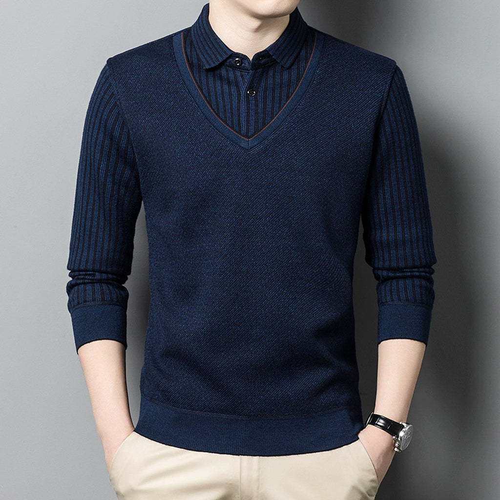 Men's Fleece False-two-piece Sweater - enhanced image 3