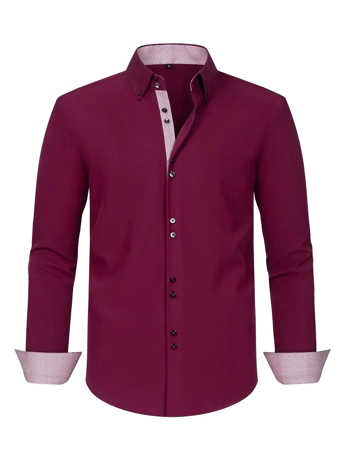 Men's Full Size Button-Down Casual Shirt with Contrast Cuffs Plus Size - enhanced image 3