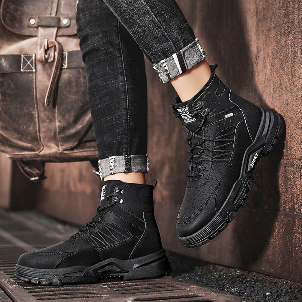 Men's High Top Men's Autumn And Winter Leather Work Shoes - enhanced image 3